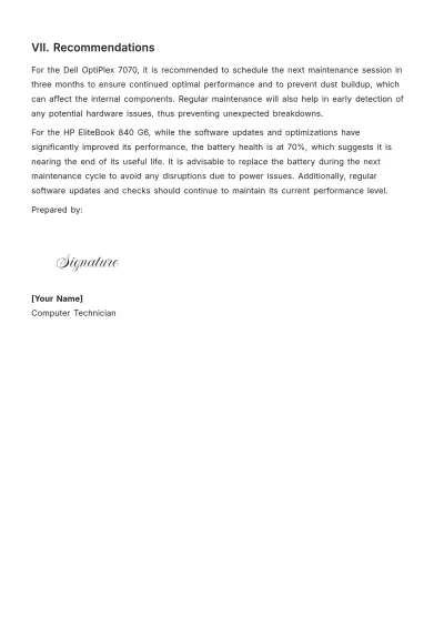 Free Computer Maintenance Report Template to Edit Online