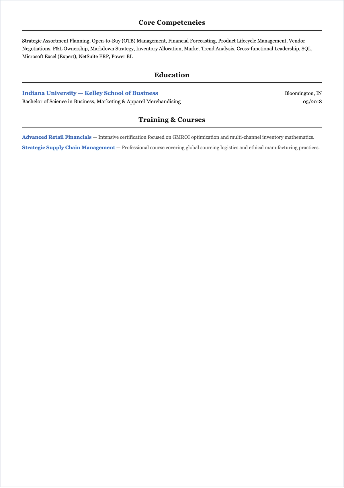 Free Category Merchandiser ATS Resume Template, AI Resume Builder