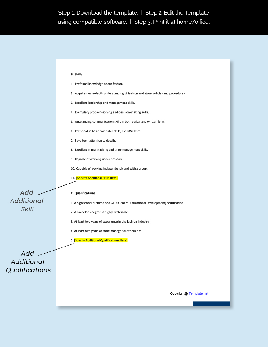 Free Fashion Store Manager Job Description Download In Word Google 