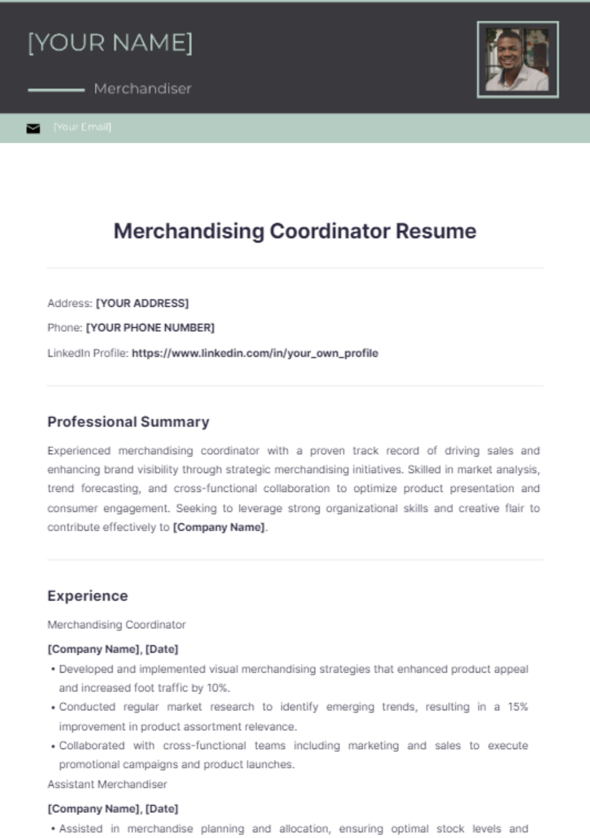 Merchandising Coordinator Resume - Edit Online & Download