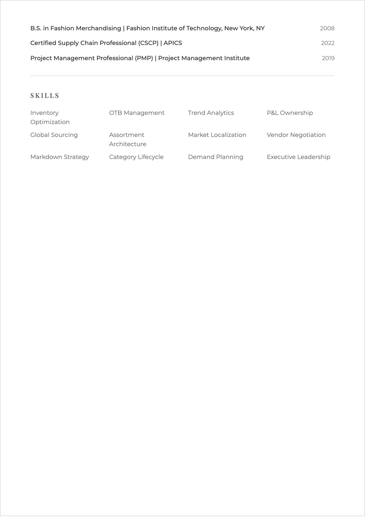 Free Merchandising Director ATS Resume Template, AI Resume Builder