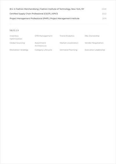 Free Merchandising Director ATS Resume Template, AI Resume Builder