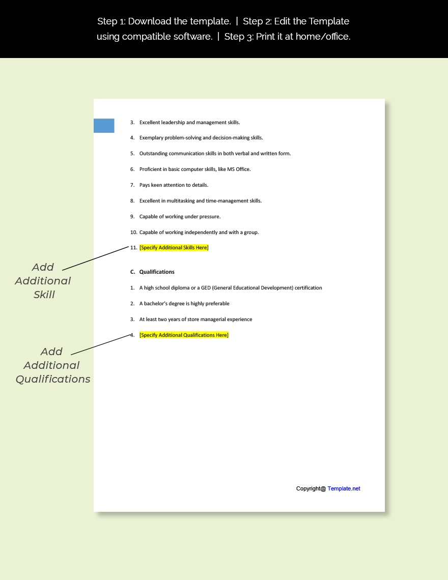 Furniture Store Manager Job Description Template Google Docs Word 