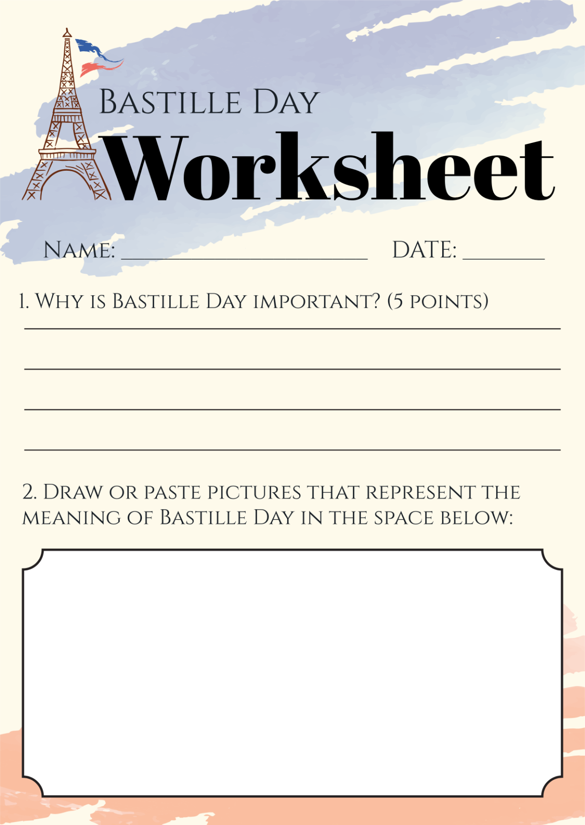Bastille Day Worksheet