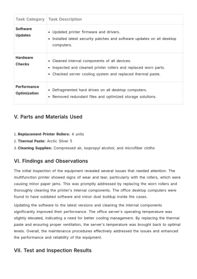 Free Maintenance Job Report Template to Edit Online