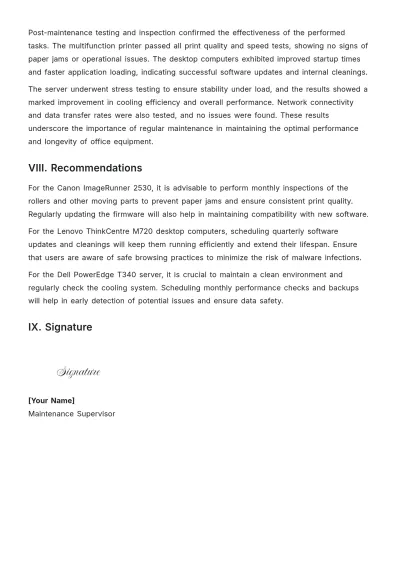 Free Maintenance Job Report Template to Edit Online