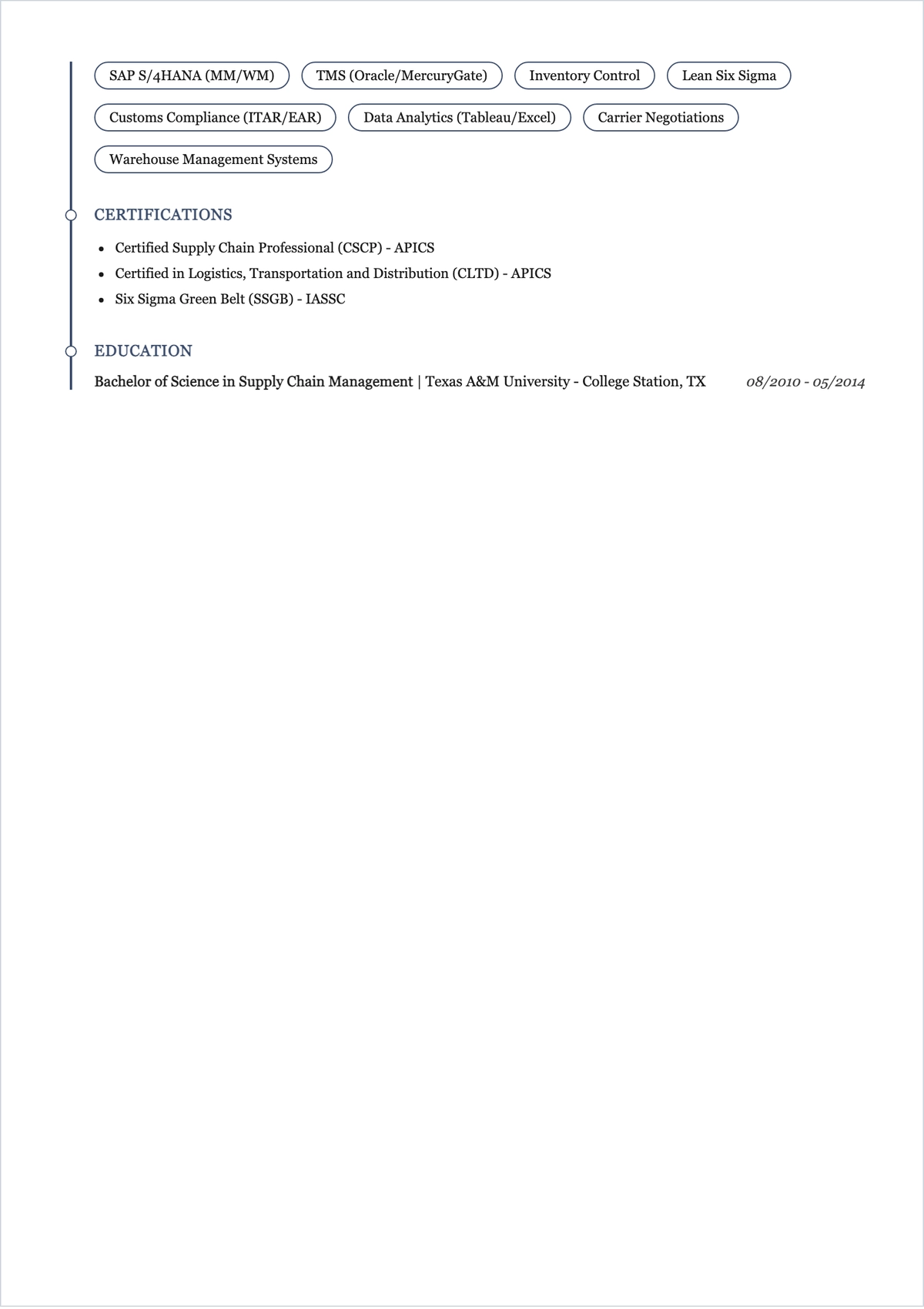 Free Logistics ATS Resume Template, AI Resume Builder