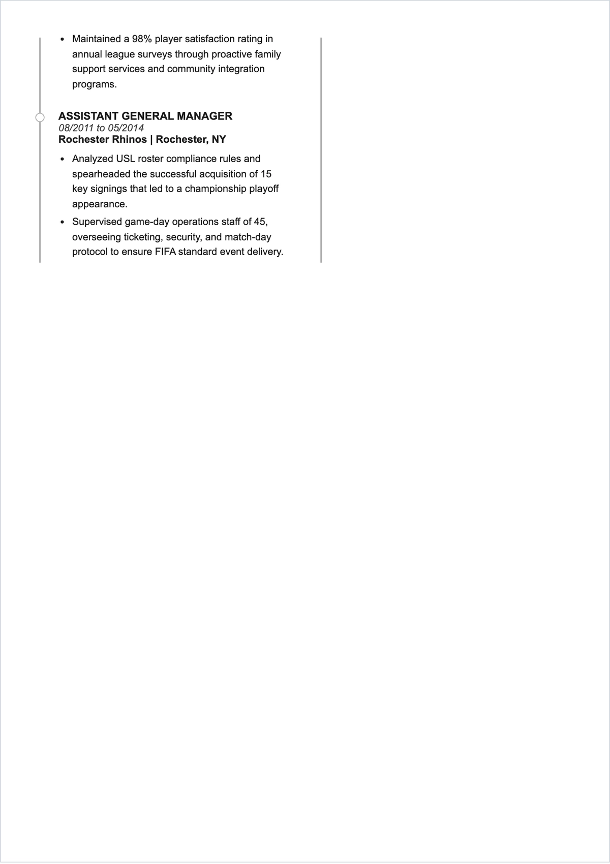 Free Sports Manager ATS Resume Template, AI Resume Builder