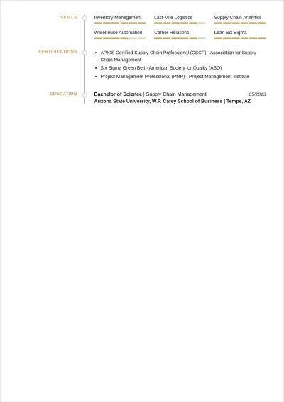 Free Ecommerce Logistics Manager ATS Resume Template