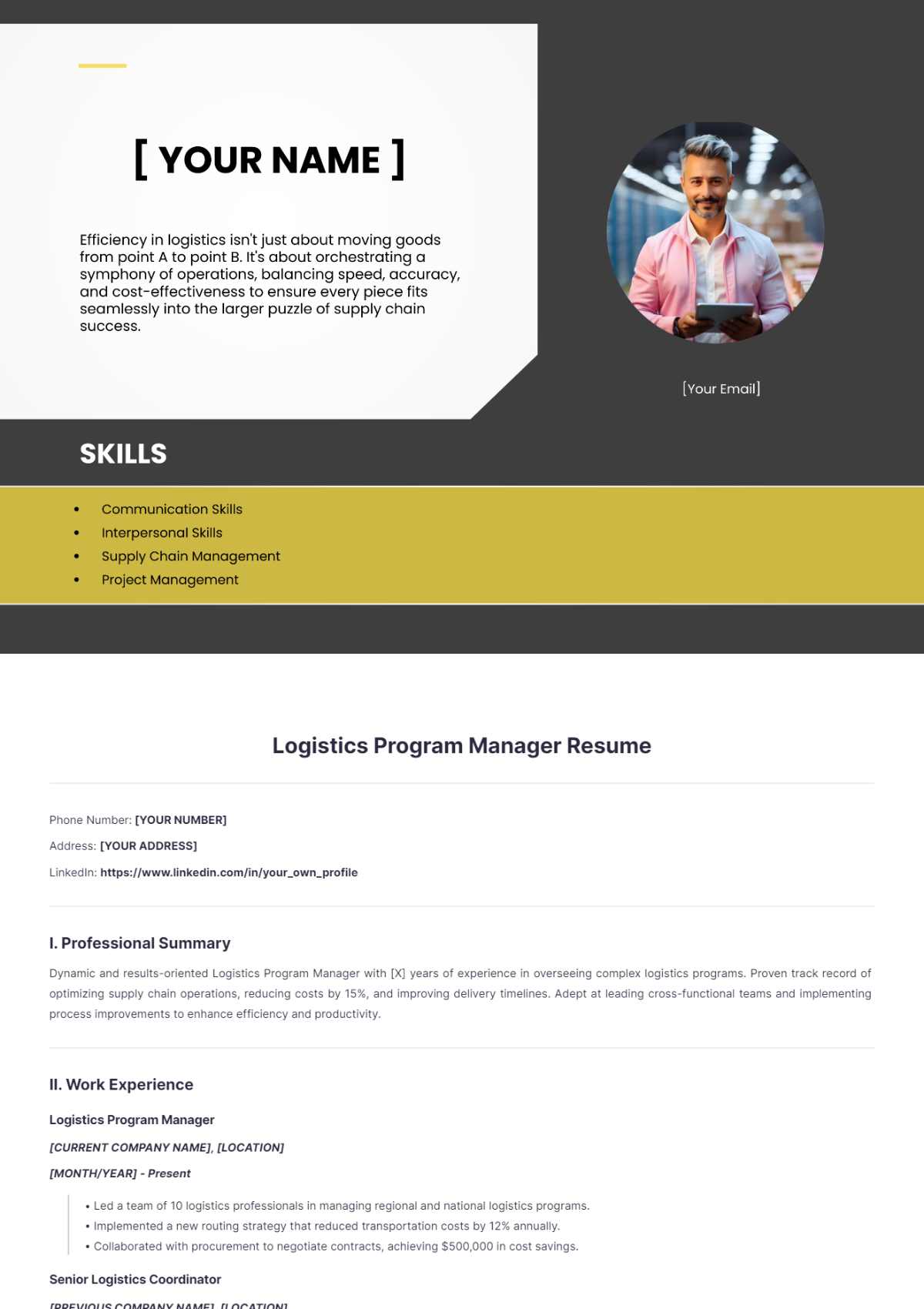 Logistics Program Manager Resume - Edit Online & Download