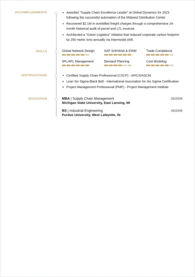 Free Strategic Logistics Manager ATS Resume Template