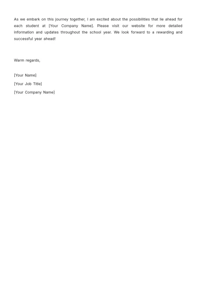 Free Welcome to School Email Template to Edit Online