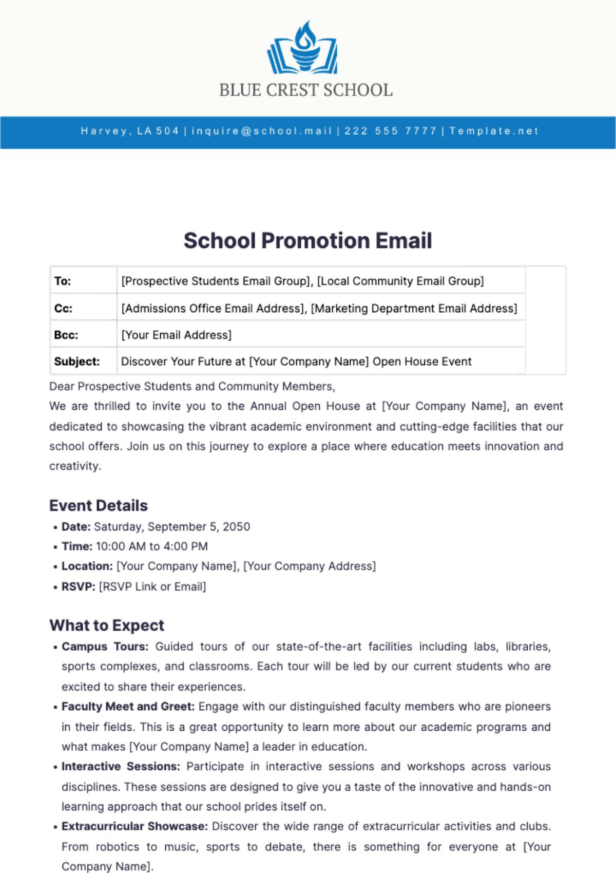 School Promotion Email Template - Edit Online & Download