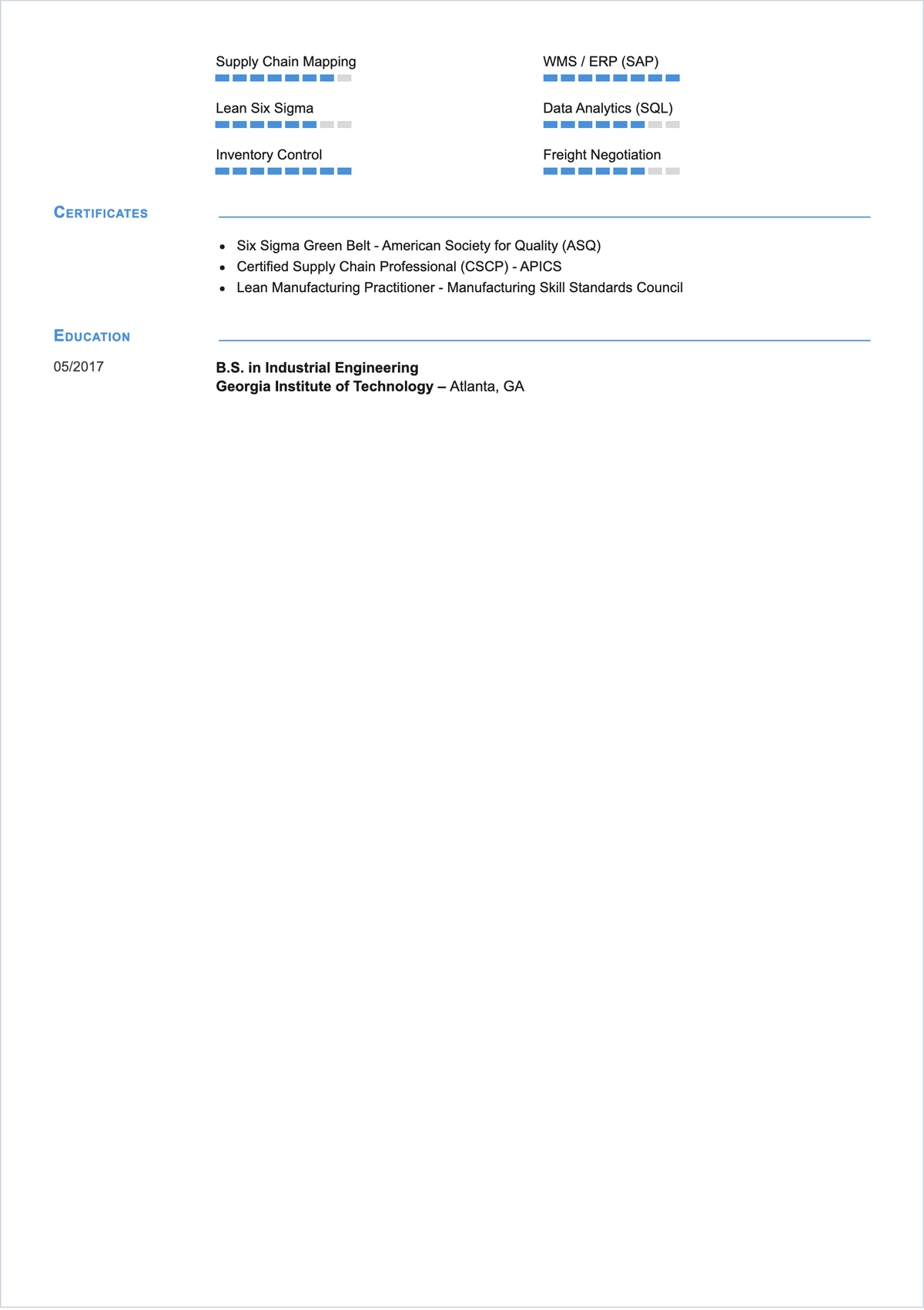 Free Logistics Engineer ATS Resume Template, AI Resume Builder
