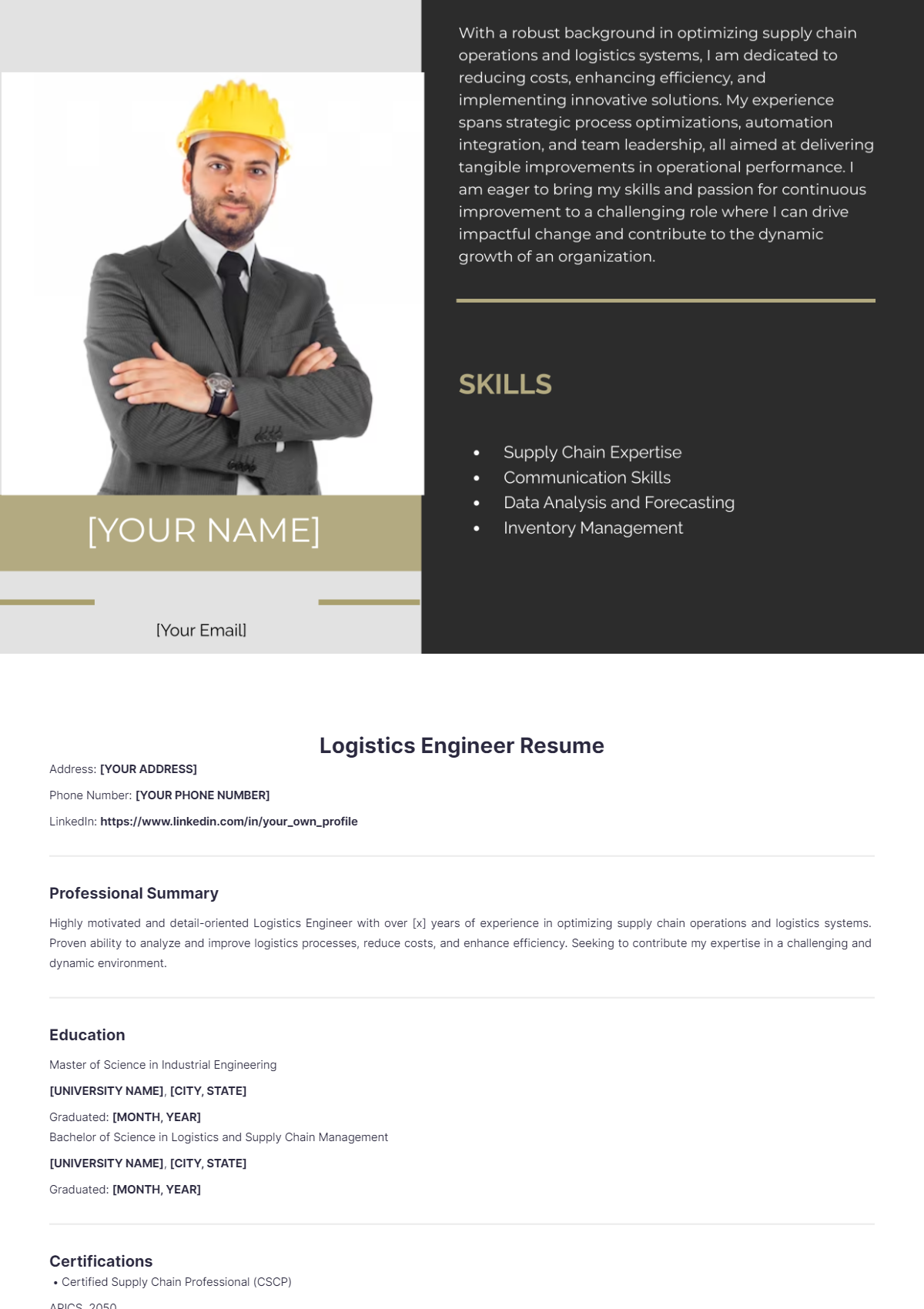 Logistics Engineer Resume - Edit Online & Download