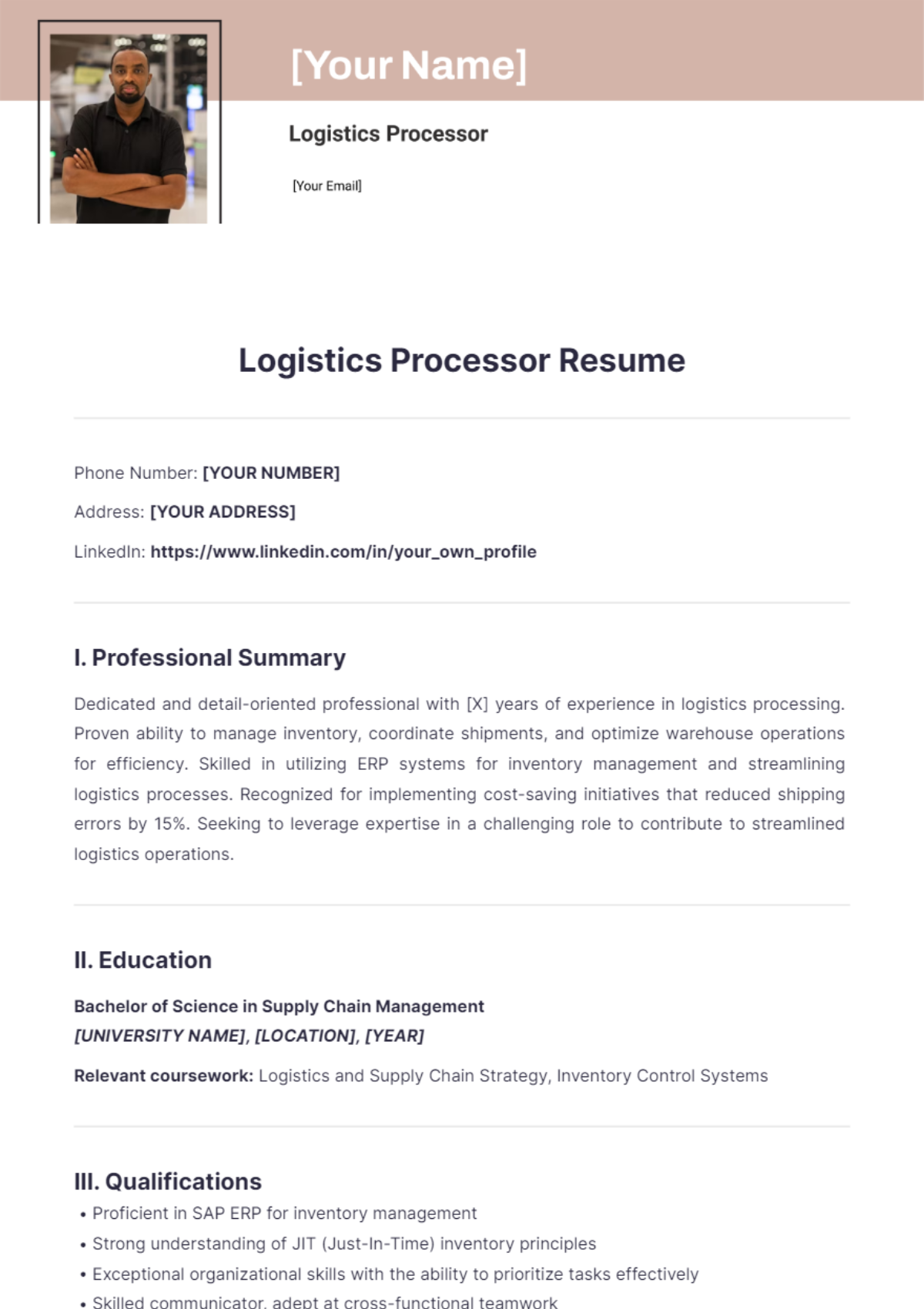 Logistics Processor Resume - Edit Online & Download