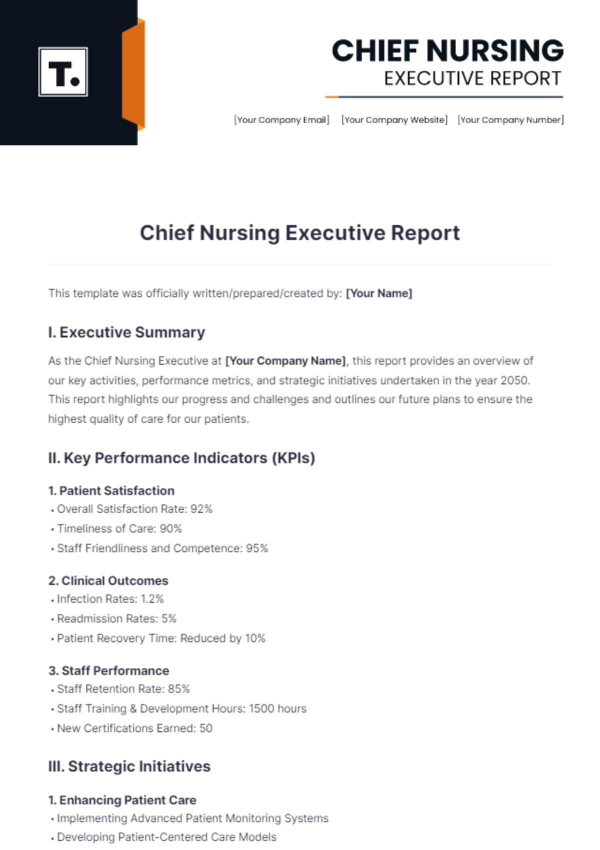 Chief Nursing Executive Report Template - Download | Template.net