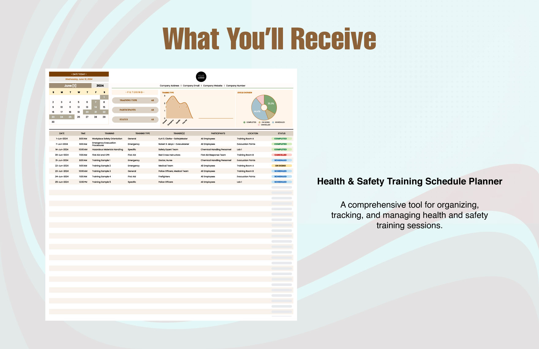 Health & Safety Training Schedule Planner Template