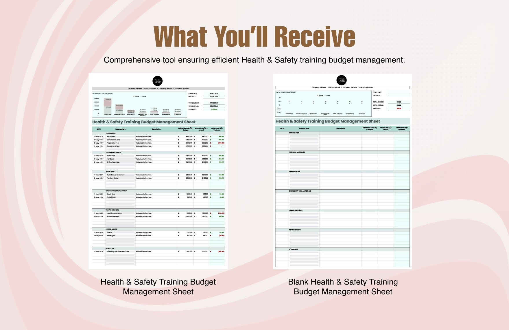 Health & Safety Training Budget Management Sheet Template