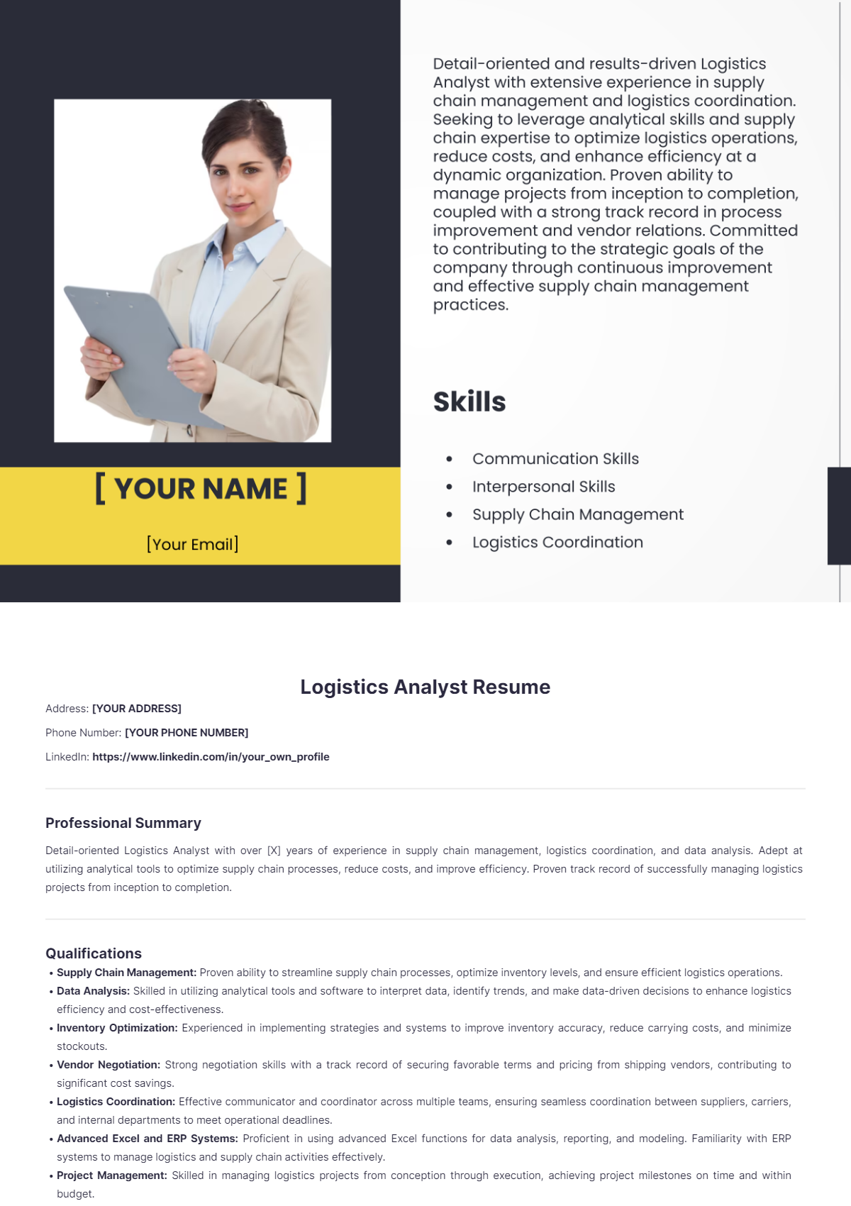 Logistics Analyst Resume - Edit Online & Download