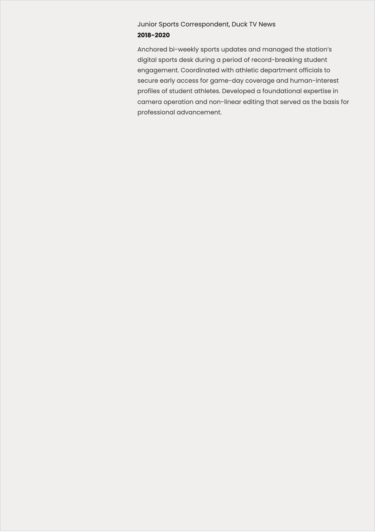 Free Sports Reporter ATS Resume Template, AI Resume Builder