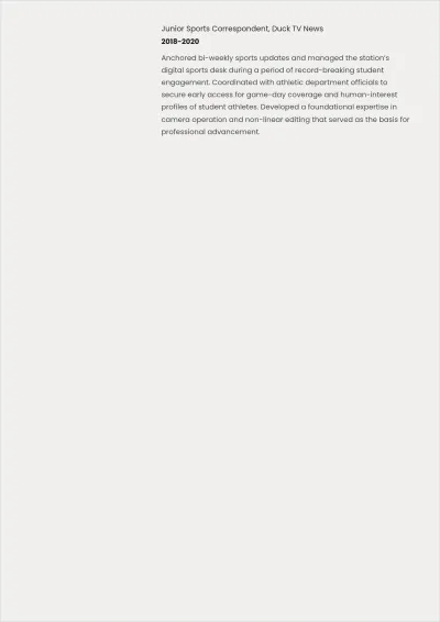Free Sports Reporter ATS Resume Template, AI Resume Builder