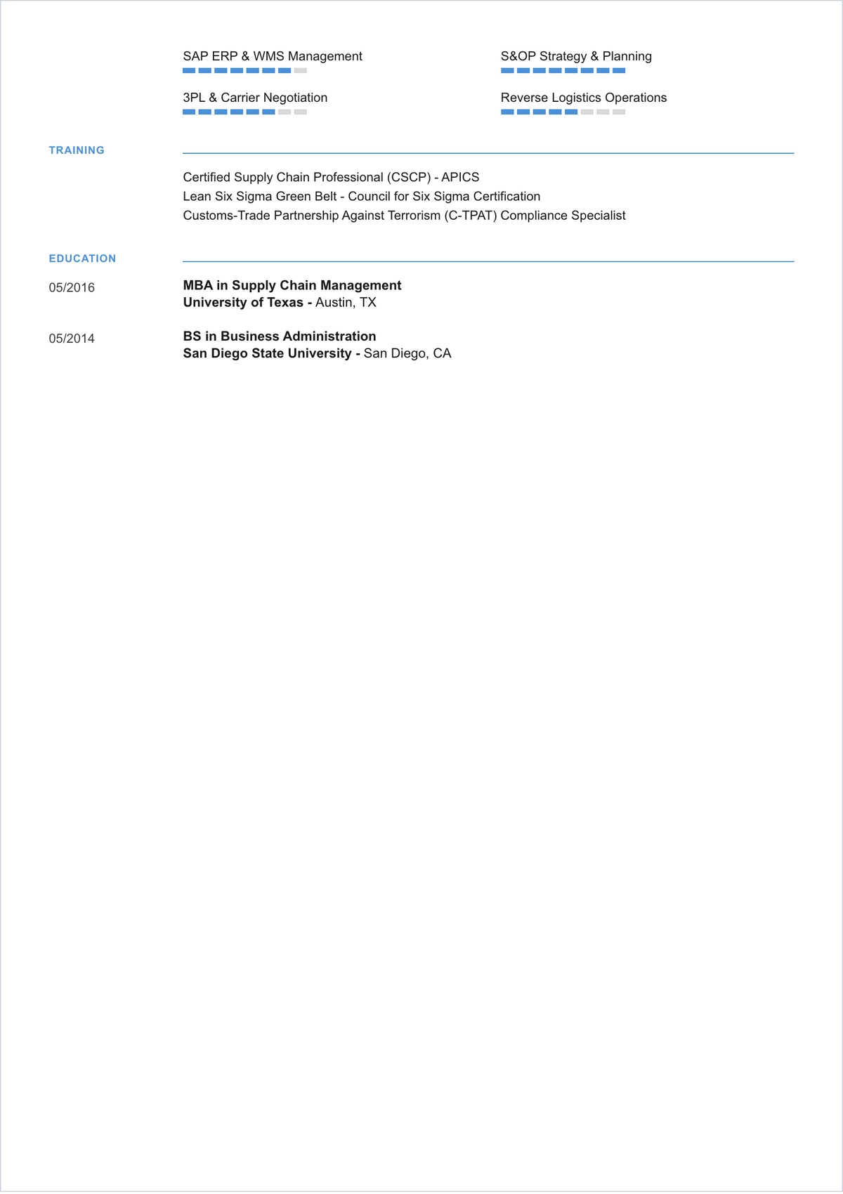 Free Customer Logistics Manager ATS Resume Template, AI Resume Builder