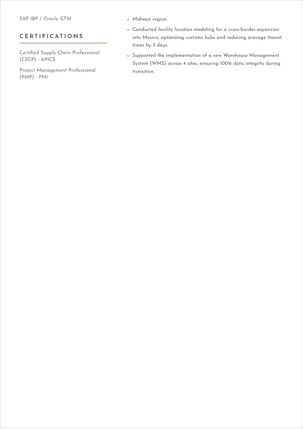 Free Logistics Network Engineer ATS Resume Template, AI Resume Builder