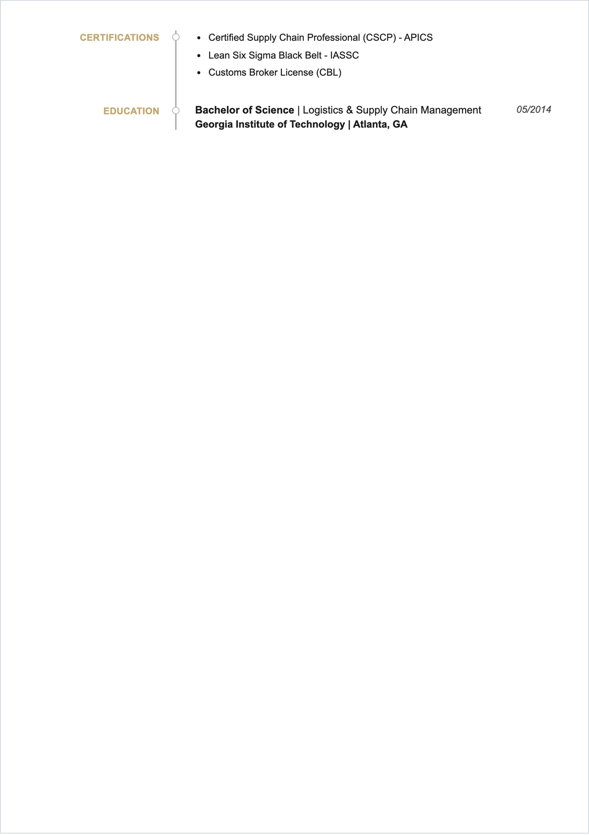 Free Senior Logistics Manager ATS Resume Template, AI Resume Builder