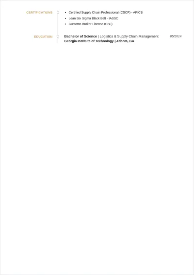 Free Senior Logistics Manager ATS Resume Template, AI Resume Builder