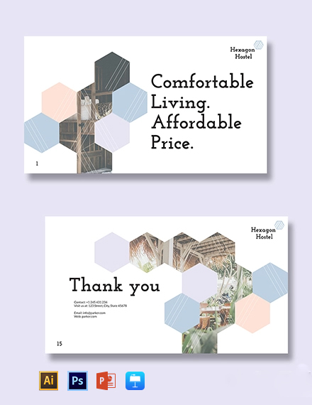 Free Hexagon Hostel Presentation Template to Edit Online