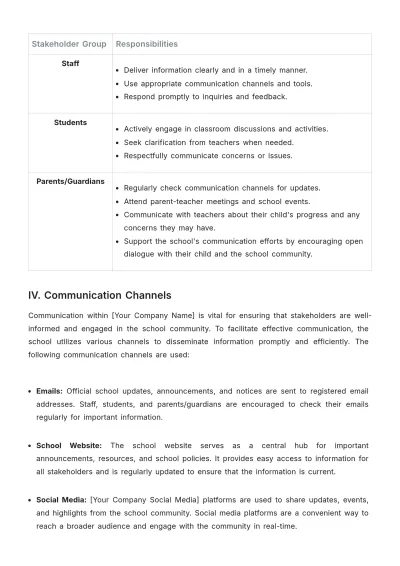 Free School Communication Procedure Template to Edit Online