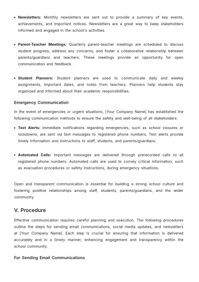 Free School Communication Procedure Template to Edit Online