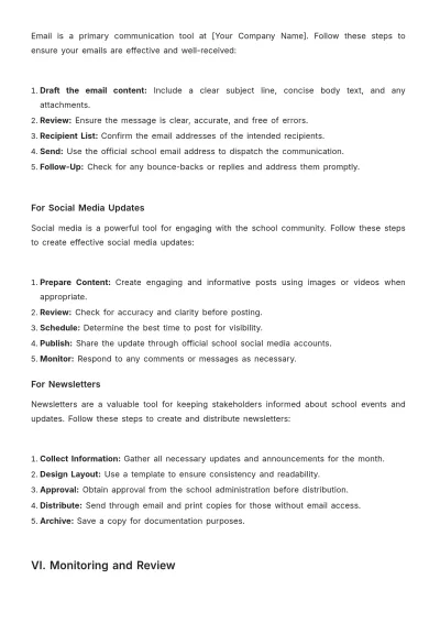 Free School Communication Procedure Template to Edit Online