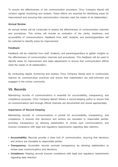 Free School Communication Procedure Template to Edit Online