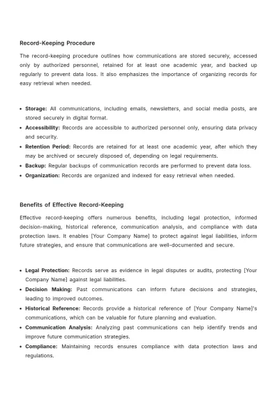 Free School Communication Procedure Template to Edit Online