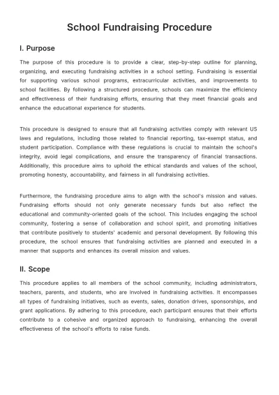 Free School Fundraising Procedure Template to Edit Online