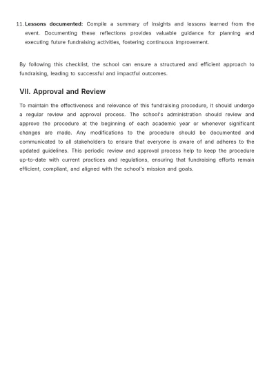 Free School Fundraising Procedure Template to Edit Online