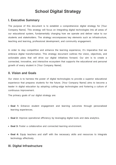 Free School Digital Strategy Template to Edit Online