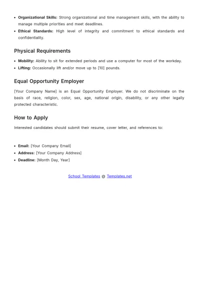 Free School Accounting Job Description Template to Edit Online