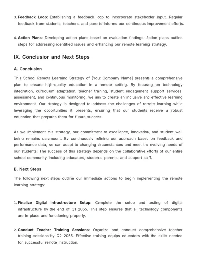 Free School Remote Learning Strategy Template to Edit Online