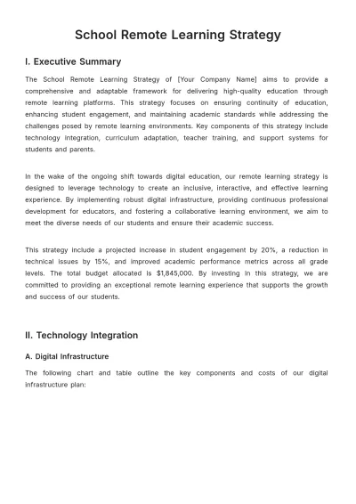 Free School Remote Learning Strategy Template to Edit Online