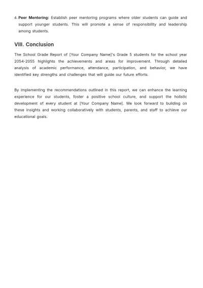 Free School Grade Report Template to Edit Online