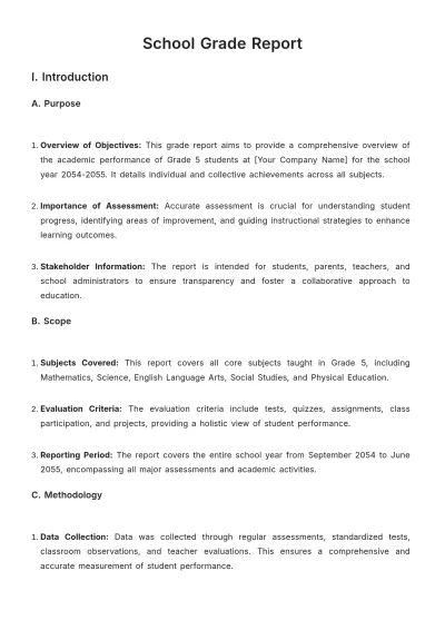 Free School Grade Report Template to Edit Online