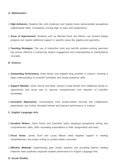 Free School Grade Report Template to Edit Online