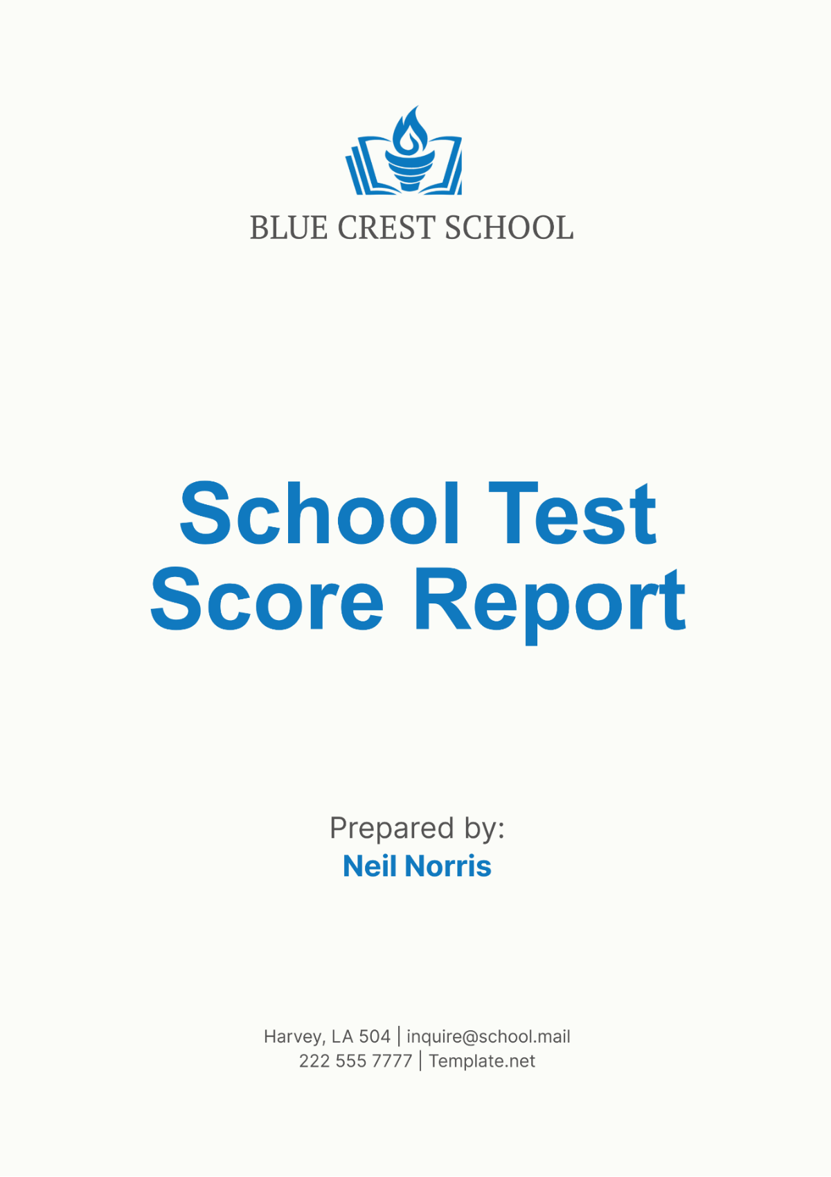 School Test Score Report Template