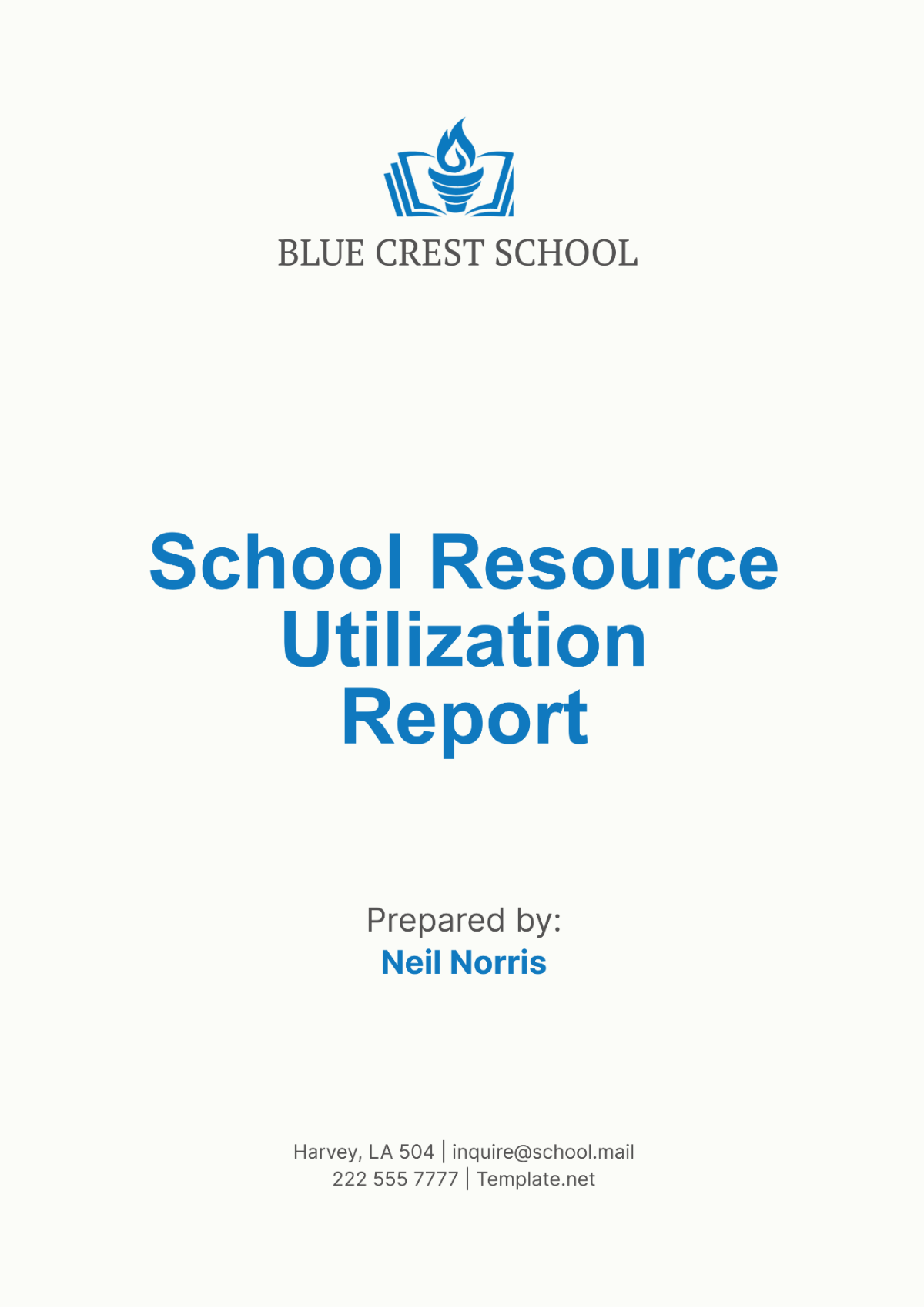 School Resource Utilization Report Template