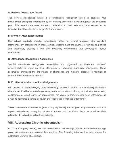 Free School Attendance Procedure Template to Edit Online