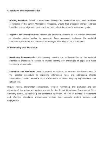 Free School Attendance Procedure Template to Edit Online