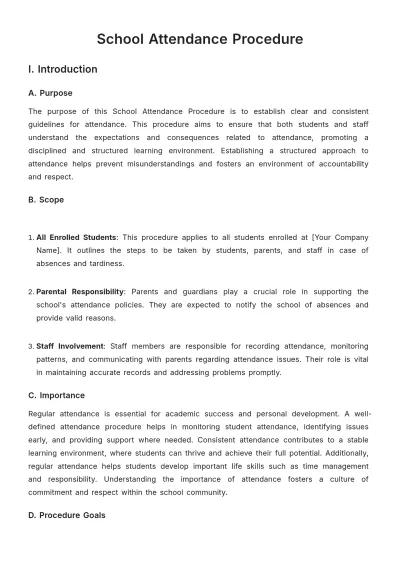 Free School Attendance Procedure Template to Edit Online
